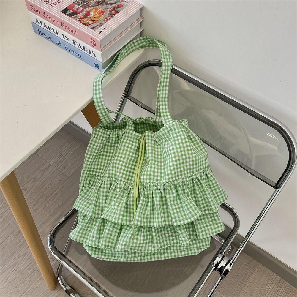 Sweet Ruffle Shoulder Bag College Style Cute Ruched Handbag Fashion Canvas Plaid Bag Outdoor чорний
Sweet Ruffle Shoulder Bag College Style Cute Ruched Handbag Fashion Canvas Plaid Bag Outdoor чорний