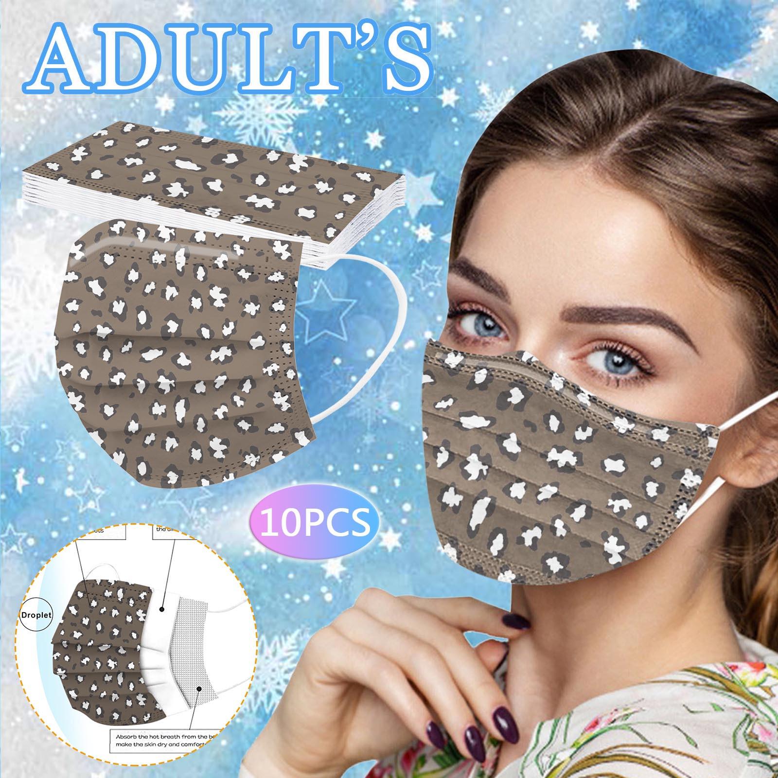 10 шт. трехслойная одноразовая пыленепроницаемая защитная маска с леопардовым принтом для взрослых