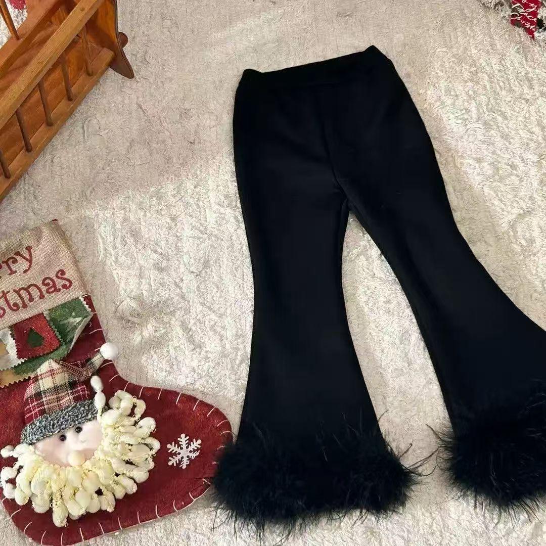 Girls Black Velvet Flare Pants with Fur Trim - Stylish & Thickened for Autumn/Winter 2025 Size 100
Girls Black Velvet Flare Pants with Fur Trim - Stylish & Thickened for Autumn/Winter 2025 Size 100