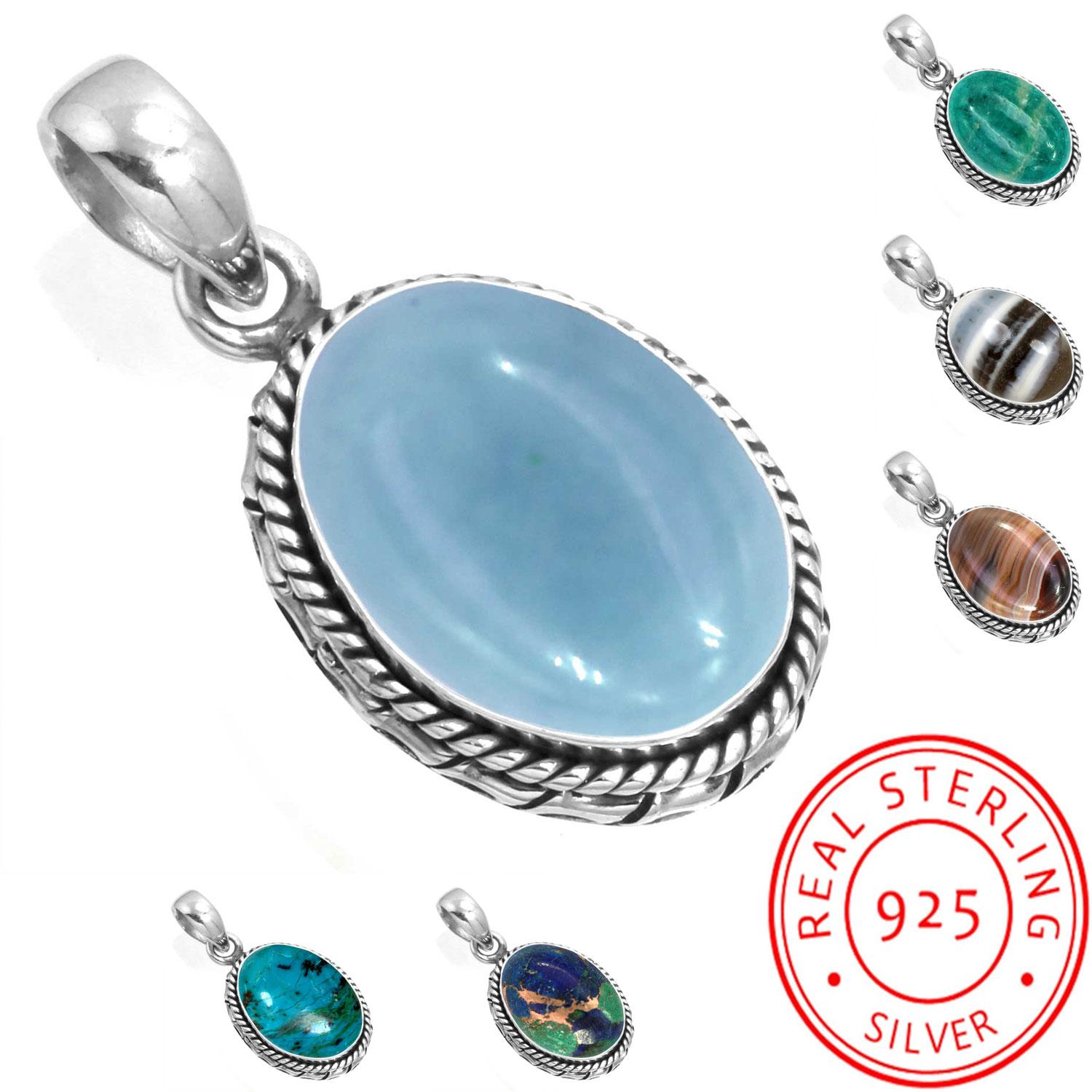 925 Sterling Silver Pendant Women Gemstone Handmade Jewelry Friendship Day Gift Amazonite Angelite Blue Opal Botswana Agate Mohave Azurite Chrysocolla
925 Sterling Silver Pendant Women Gemstone Handmade Jewelry Friendship Day Gift Amazonite Angelite Blue Opal Botswana Agate Mohave Azurite Chrysocolla