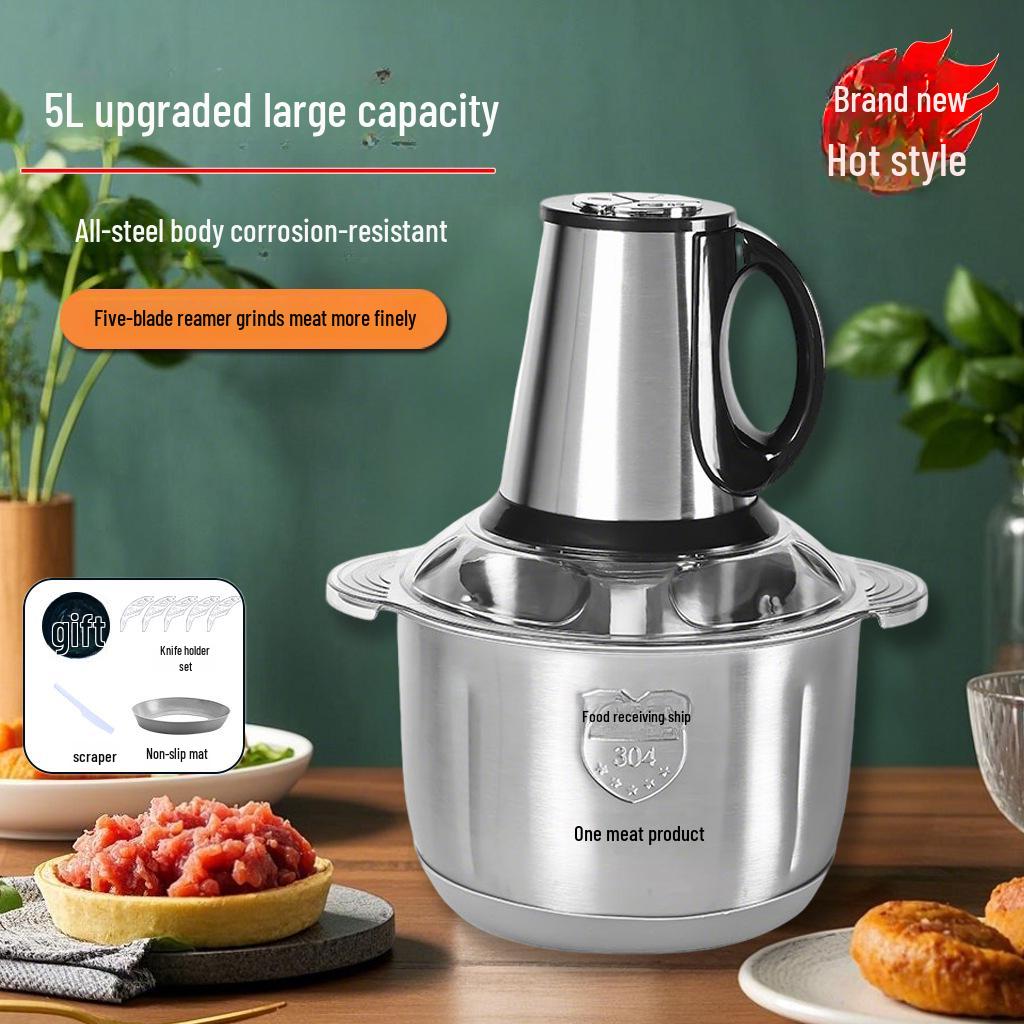 5L Electric Stainless Steel Meat Grinder for Minced Onion, Ginger & Garlic. Perfect for Kitchen Cooking. 2L EU (Black Double Speed Stainless Steel)
5L Electric Stainless Steel Meat Grinder for Minced Onion, Ginger & Garlic. Perfect for Kitchen Cooking. 2L EU (Black Double Speed Stainless Steel)