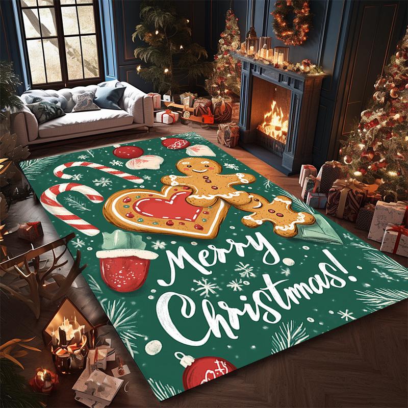 Festive Green Christmas Rug with Gingerbread Men, Merry Christmas Print Mat, Non-Slip Holiday Carpet for Living Room, Decor 50x80cm
Festive Green Christmas Rug with Gingerbread Men, Merry Christmas Print Mat, Non-Slip Holiday Carpet for Living Room, Decor 50x80cm