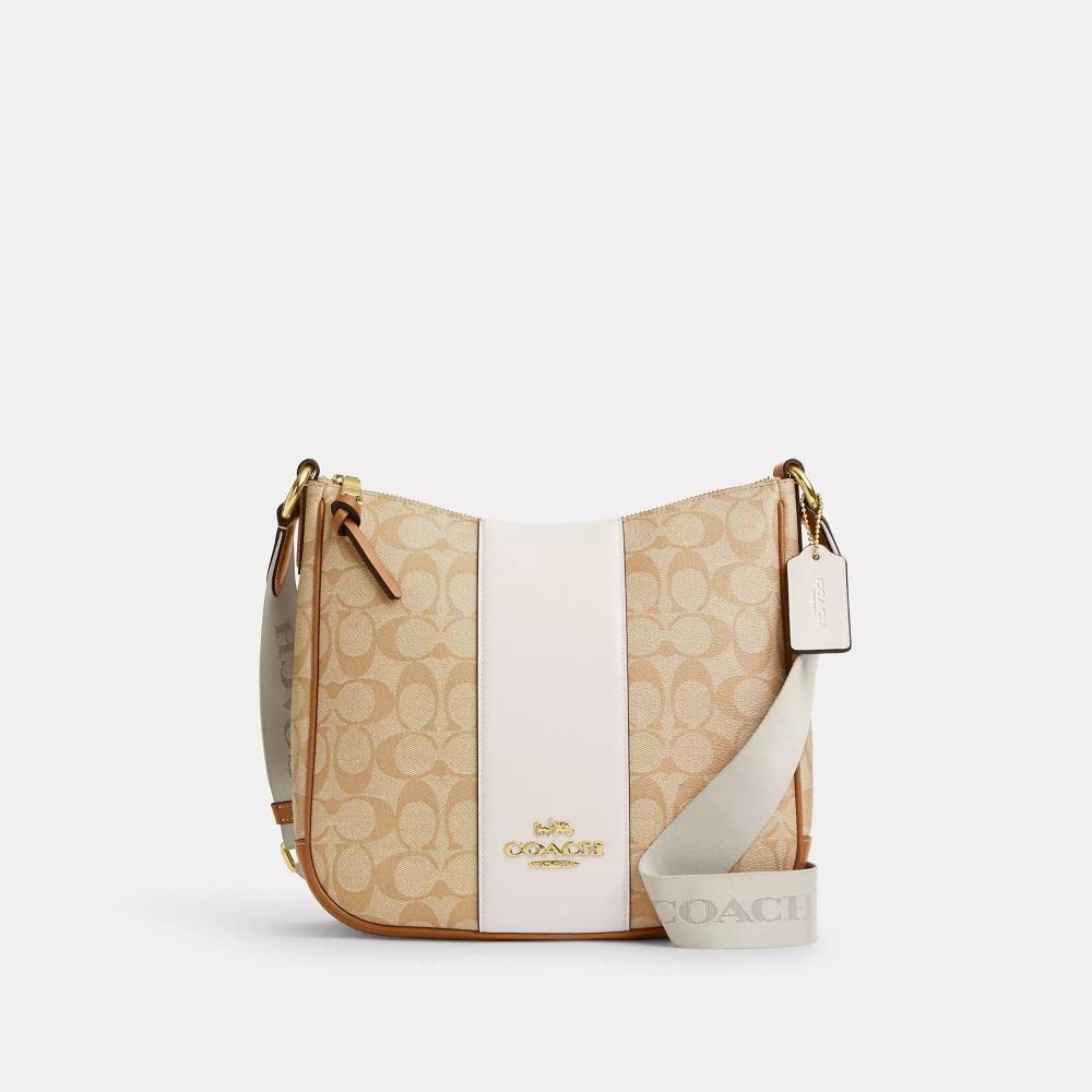 Сумка для документов Coach Ellie из канвы Signature с полосками светло-хаки, седло для мела
Сумка для документов Coach Ellie из канвы Signature с полосками светло-хаки, седло для мела