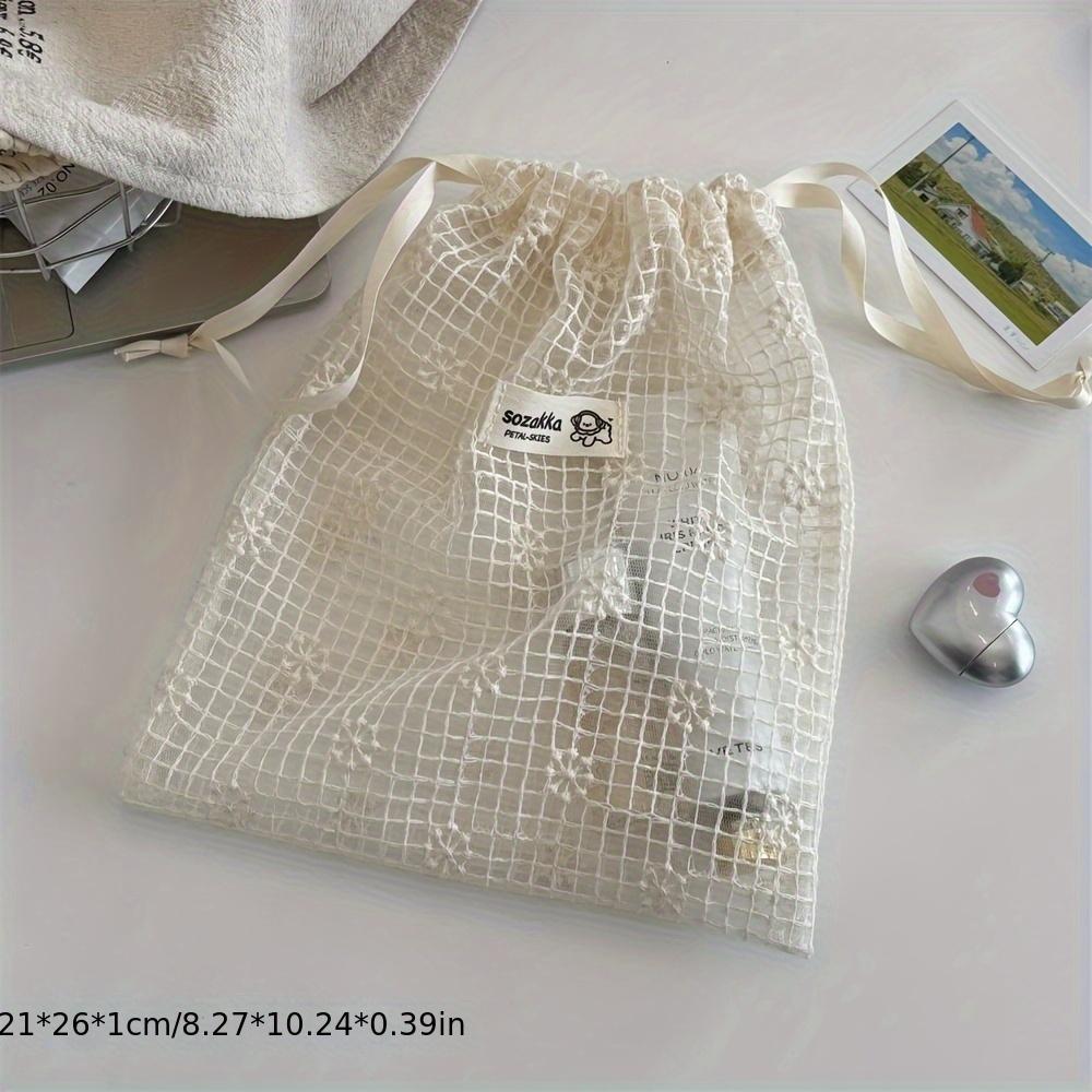 Mesh Embroidered Daisy Drawstring Storage Bag - Cute Lightweight Travel Organizer for Skincare & Toiletries, Beige, Hand Wash Only
Mesh Embroidered Daisy Drawstring Storage Bag - Cute Lightweight Travel Organizer for Skincare & Toiletries, Beige, Hand Wash Only