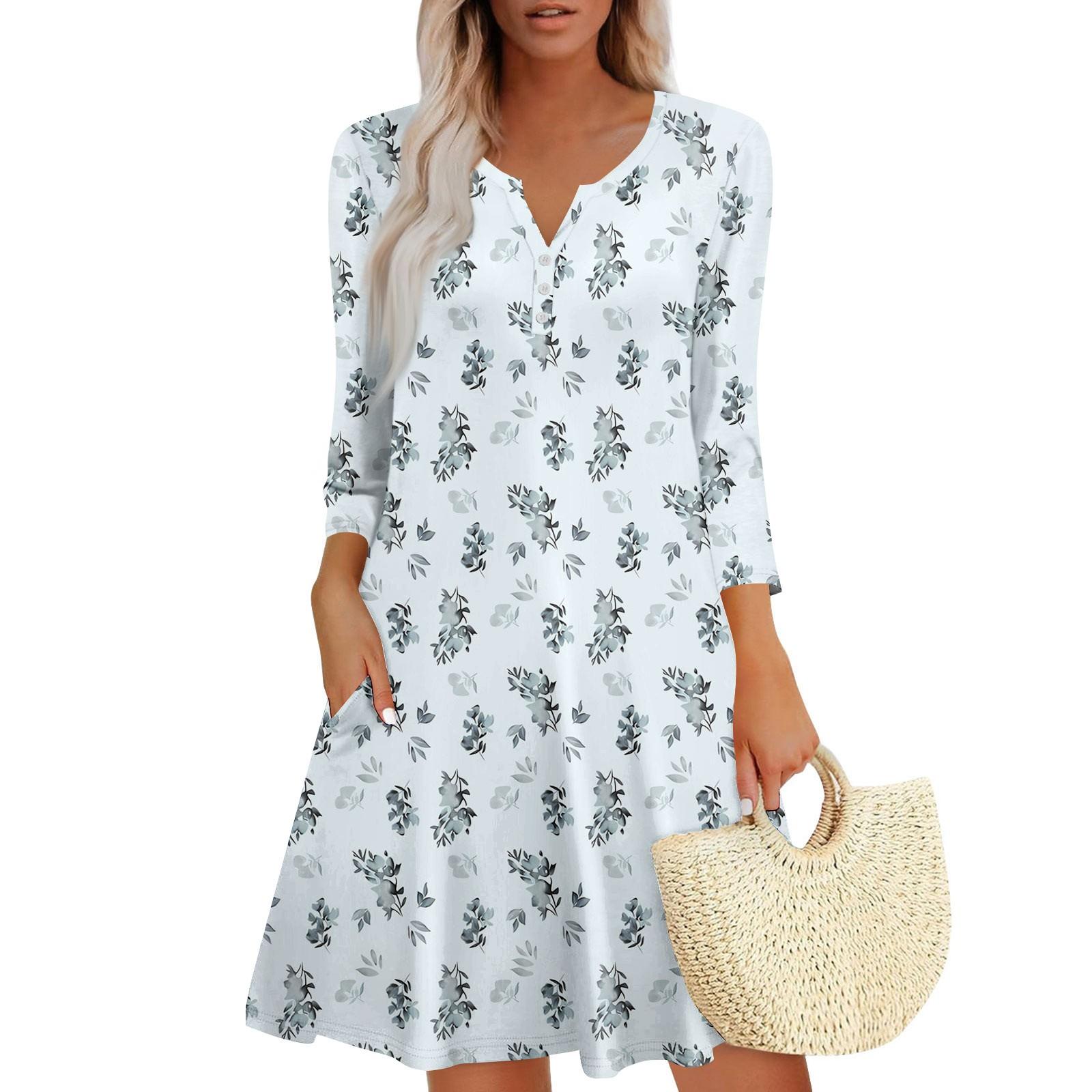 Женское летнее платье, свободное платье с V-образным вырезом, рукавом три четверти и карманами L
Женское летнее платье, свободное платье с V-образным вырезом, рукавом три четверти и карманами L