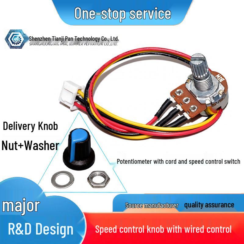 WH148 Terminal Potentiometer Plum Handle with Knob and 20CM Wire for Speed Control (5K/20K/100K/1M) B250K with terminal wire
WH148 Terminal Potentiometer Plum Handle with Knob and 20CM Wire for Speed Control (5K/20K/100K/1M) B250K with terminal wire