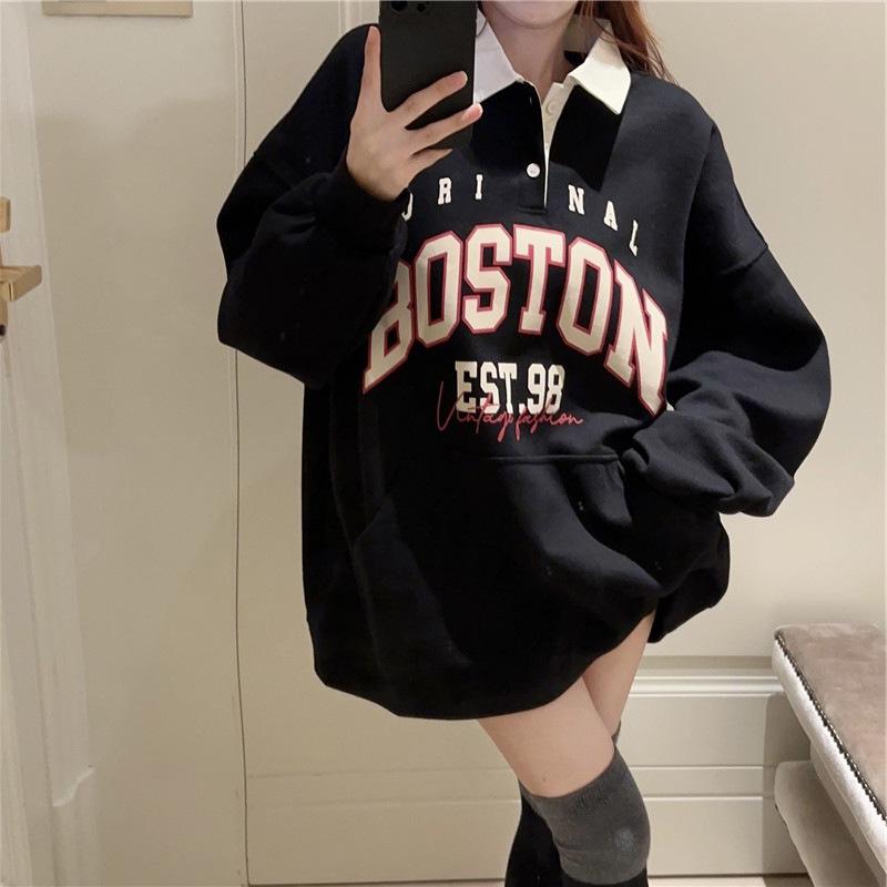 Spring 2025 Korean Preppy Polo Collar Sweatshirt - Cute, Casual Mid-Length Top for Women L (100-120 jin) чёрный
Spring 2025 Korean Preppy Polo Collar Sweatshirt - Cute, Casual Mid-Length Top for Women L (100-120 jin) чёрный