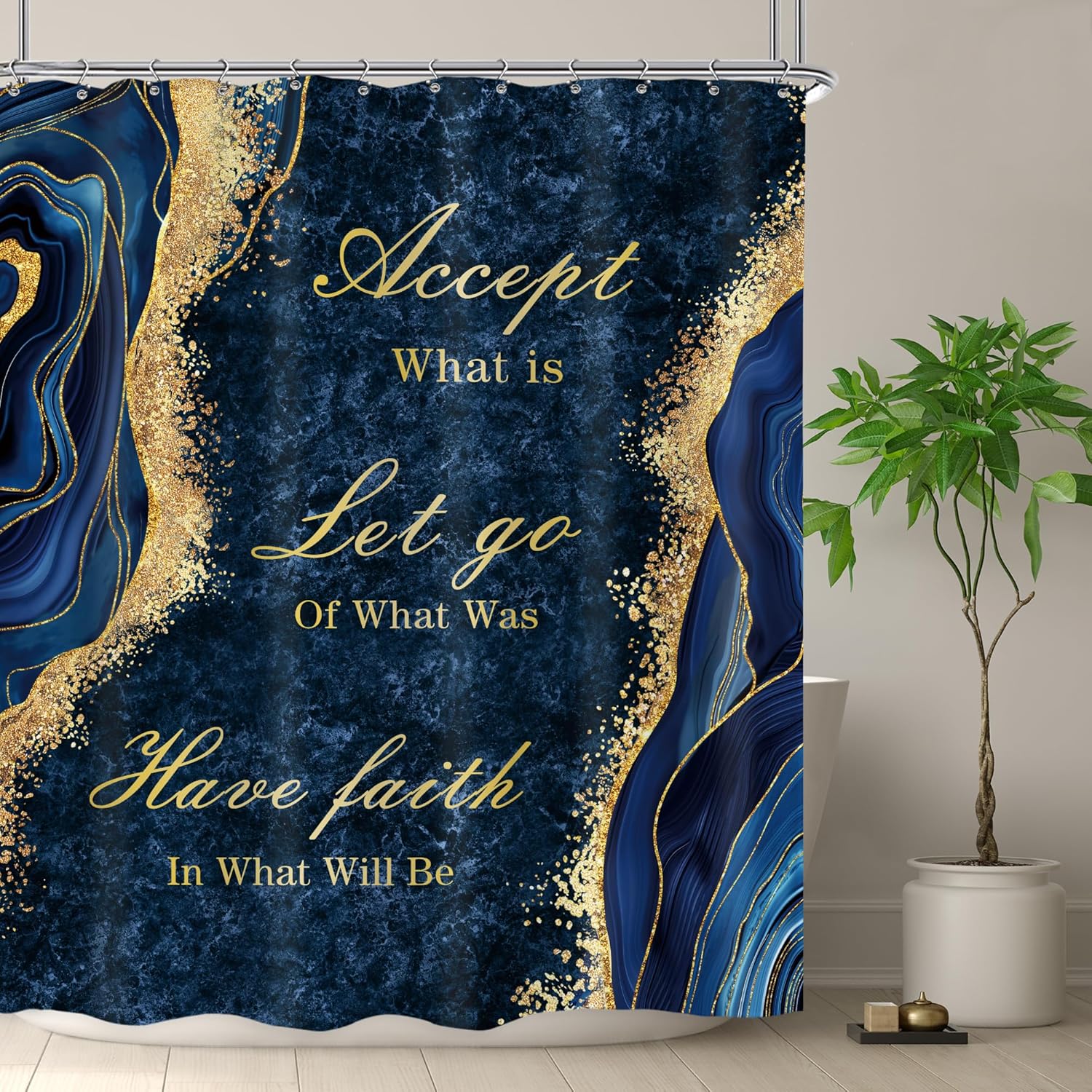 Navy Blue Marble Shower Curtain Inspirational Quotes Abstract Gold Veins Modern Luxury Aesthetic Fluid Ink Texture Waterproof W60H190(CM)-1 Pcs
Navy Blue Marble Shower Curtain Inspirational Quotes Abstract Gold Veins Modern Luxury Aesthetic Fluid Ink Texture Waterproof W60H190(CM)-1 Pcs