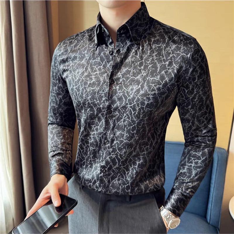 Men Long Sleeve Button Down Shirt Abstract Marble Print Casual Business Top M чёрный
Men Long Sleeve Button Down Shirt Abstract Marble Print Casual Business Top M чёрный