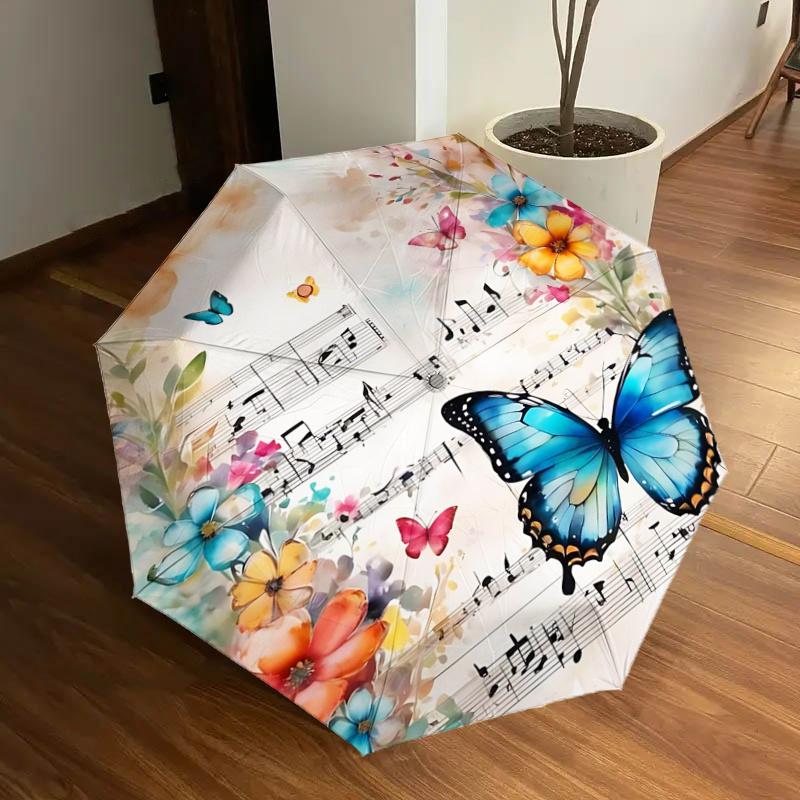 Floral Symphony Music Notes Butterfly Flowers Automatic Folding Umbrella - Portable 3-Fold Design with 8-Bone Iron Frame, Perfect for Festiv
Floral Symphony Music Notes Butterfly Flowers Automatic Folding Umbrella - Portable 3-Fold Design with 8-Bone Iron Frame, Perfect for Festiv