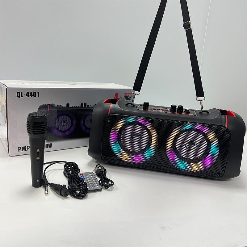 Портативна Bluetooth-колонка, подвійний 4-дюймовий важкий бас, з мікрофоном та функцією караоке для дому/робочого столу.
Портативна Bluetooth-колонка, подвійний 4-дюймовий важкий бас, з мікрофоном та функцією караоке для дому/робочого столу.
