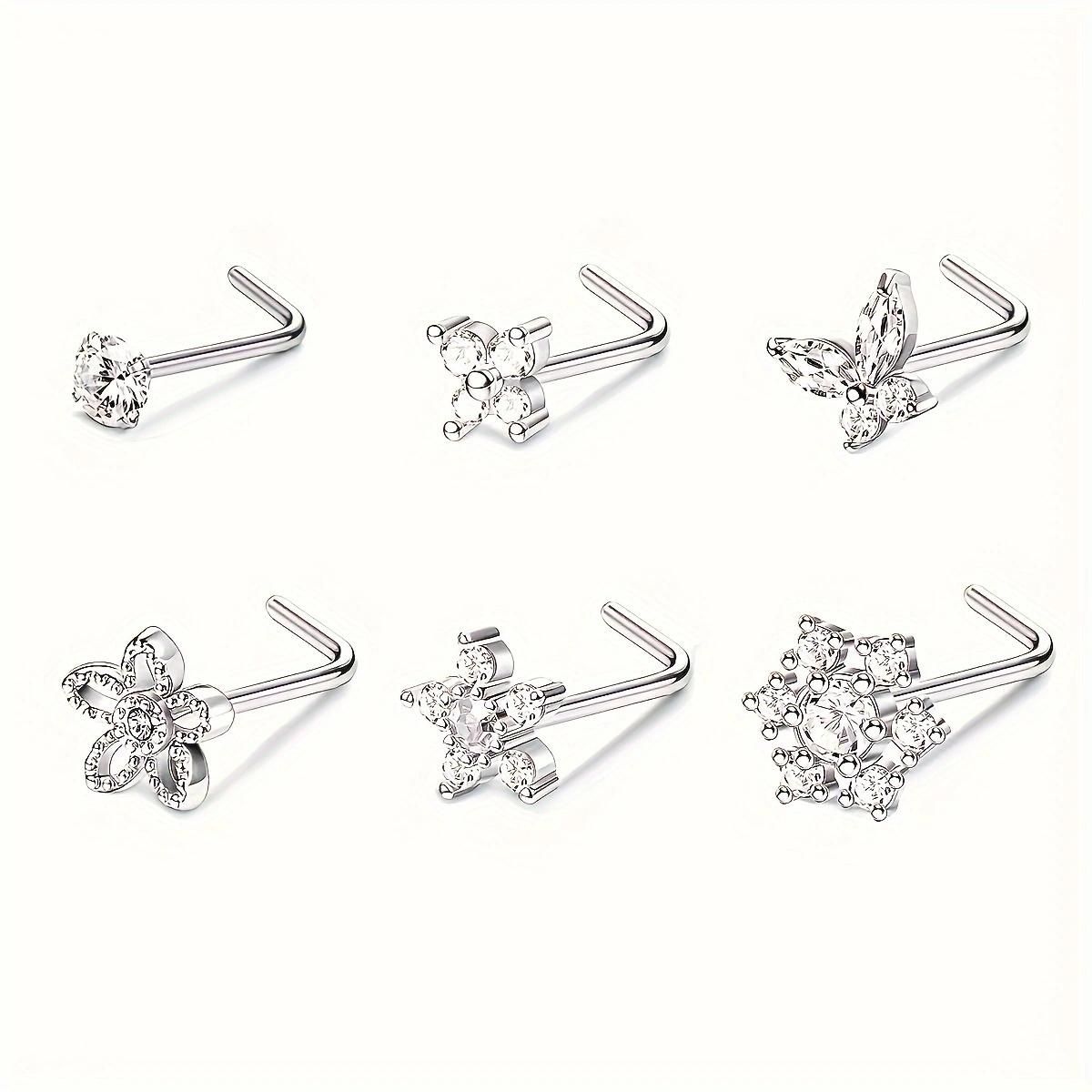 6Pcs 20G 316 Stainless Steel Elegant Screw Nose Rings for Women,Shiny Cubic Zirconia - L-shaped L Shape Nose Piercings Jewelry 20G-7mm-0.28in&Nose Rings & Studs
6Pcs 20G 316 Stainless Steel Elegant Screw Nose Rings for Women,Shiny Cubic Zirconia - L-shaped L Shape Nose Piercings Jewelry 20G-7mm-0.28in&Nose Rings & Studs