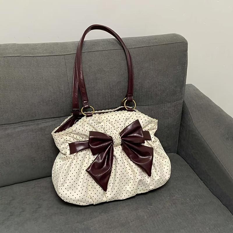 Retro Polka Dot Y2k Shoulder Bag Korean Style Brand Design Sweet Simple Commuting Bag New With Bow Color Block Lace Canvas Bag
Retro Polka Dot Y2k Shoulder Bag Korean Style Brand Design Sweet Simple Commuting Bag New With Bow Color Block Lace Canvas Bag