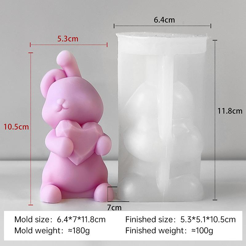 3D Valentine s Day Cartoon Bunny Candle Mold DIY Holding Heart Rabbit Handmade Aroma Candle Plaster Ornament Molds
3D Valentine s Day Cartoon Bunny Candle Mold DIY Holding Heart Rabbit Handmade Aroma Candle Plaster Ornament Molds