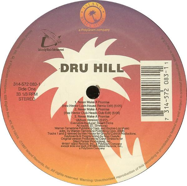 12inch Record DRU HILL - Never Make A Promise (Hex Hector Re 3145720831 Island Black Mu 1997 US Dance & Electronica Used
12inch Record DRU HILL - Never Make A Promise (Hex Hector Re 3145720831 Island Black Mu 1997 US Dance & Electronica Used