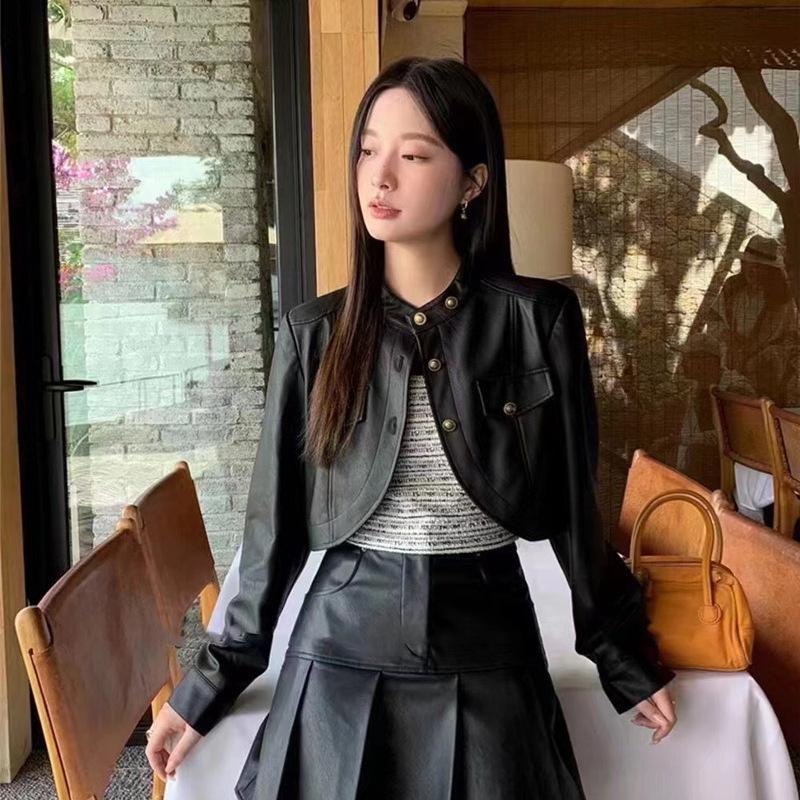 Короткая кожаная куртка Xiaoxiangfeng для женщин на осень и зиму, новая майяровая одежда большого размера, темпераментная и высококачественная куртка XL