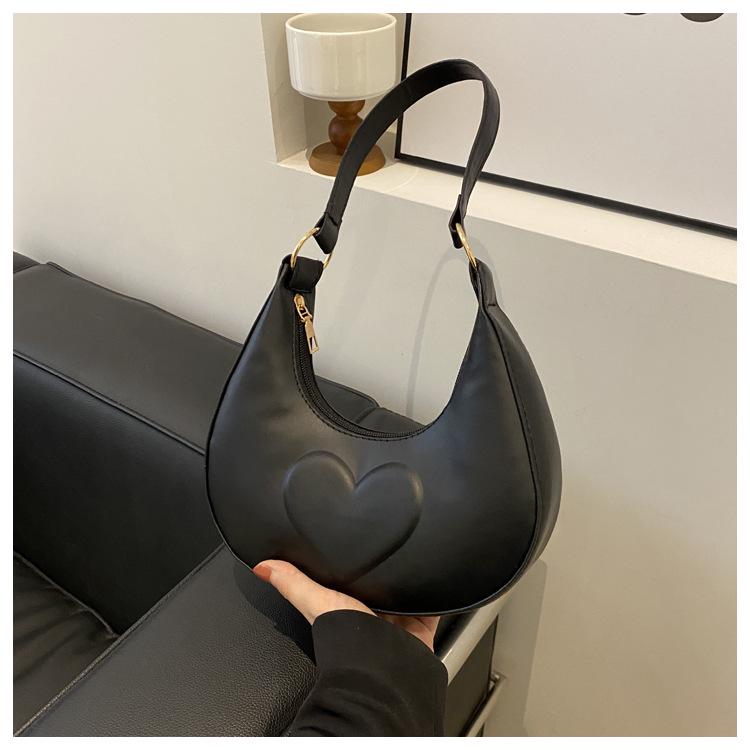 Осень 2024 Женская Шикарная Сумка-Полумесяц на Плечо - Однотонная, Современный Стиль, Сумка Под Мышку чёрный