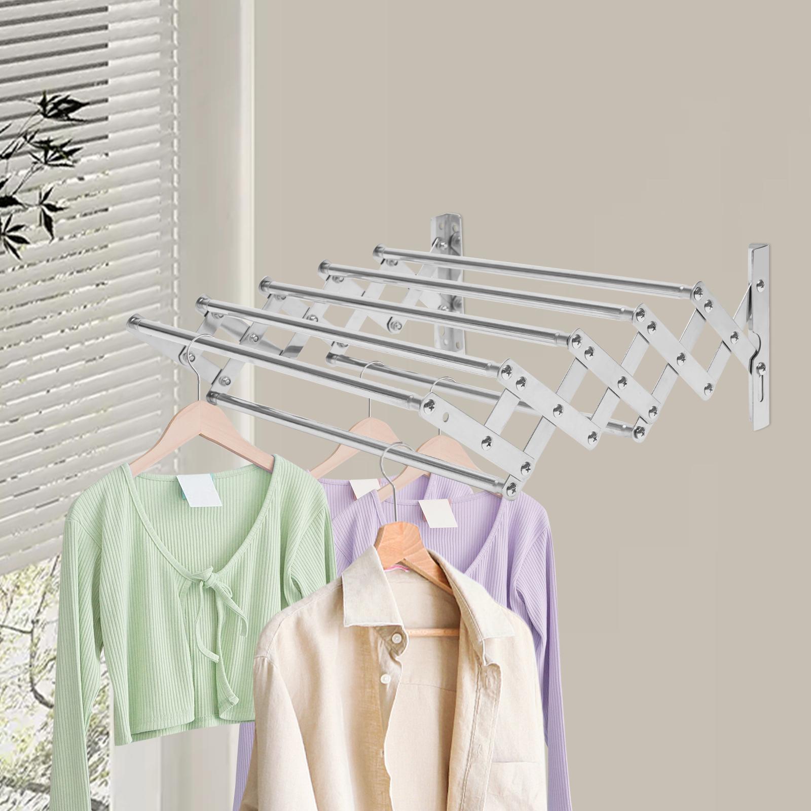 Stainless Steel Wall Mounted Laundry Drying Rack, Clothes Hanger Rack, Retractable Clothes Rack Installed In Bedrooms, Stores 7
Stainless Steel Wall Mounted Laundry Drying Rack, Clothes Hanger Rack, Retractable Clothes Rack Installed In Bedrooms, Stores 7