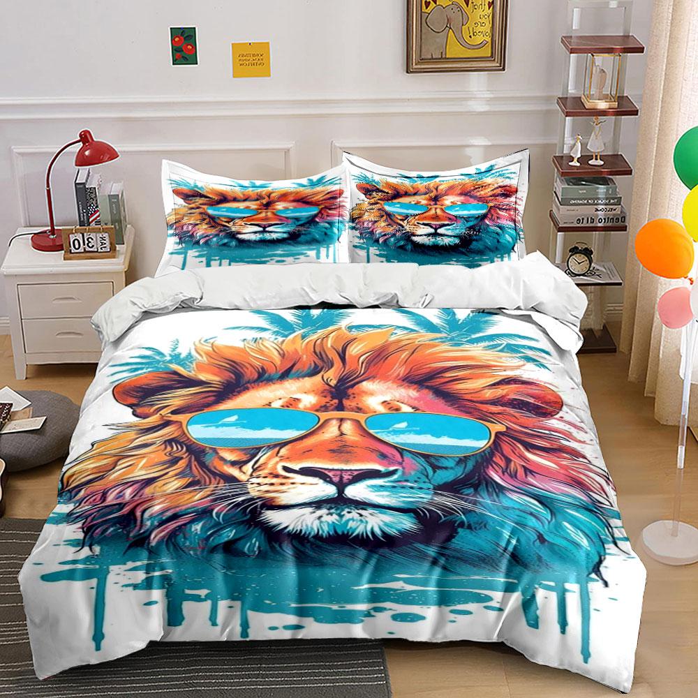 Lion wearing sunglasses. Bedding sets Duvet cover sets Duvet covers Pillowcases(1 * Duvet Cover 2 * Pillowcases, without duvet insert) 135x200cm
Lion wearing sunglasses. Bedding sets Duvet cover sets Duvet covers Pillowcases(1 * Duvet Cover 2 * Pillowcases, without duvet insert) 135x200cm