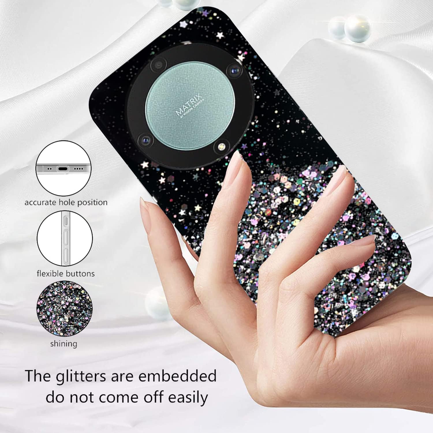 Чехол для Honor 90 Lite 70 50 X8 X6 8X X8A X8B X7A X7B 9X 10 Lite Magic 5 Lite 6, прозрачный блестящий блестящий силиконовый чехол, мягкий тонкий чехол Honor X7A