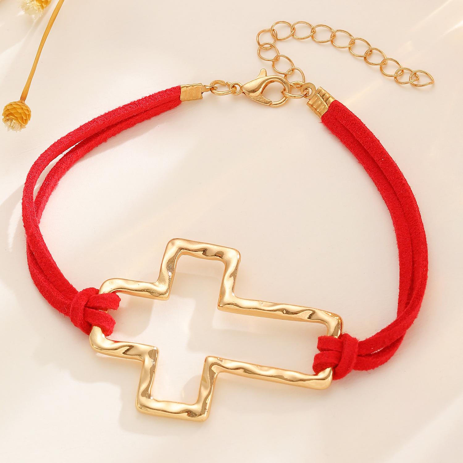 Stylish Spring Elastic Geometric Heart and Cross Bracelet with Red String for Women & Couples
Stylish Spring Elastic Geometric Heart and Cross Bracelet with Red String for Women & Couples