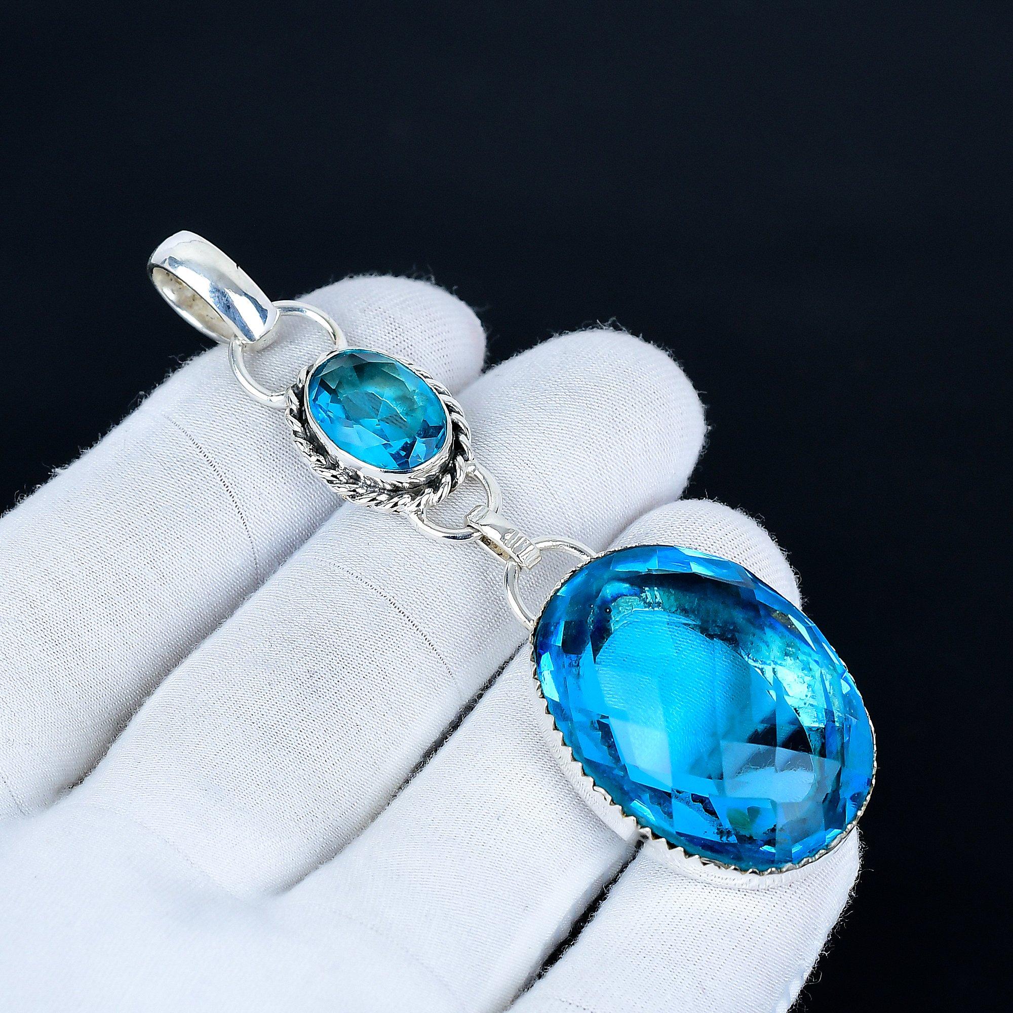 Подвеска с голубым топазом, Ювелирные изделия ручной работы из стерлингового серебра 925 пробы, Серебряная подвеска с голубым топазом, Ювелирные изделия для вечеринок для женщин, Подарок на день рождения 8 Cm синий
Подвеска с голубым топазом, Ювелирные изделия ручной работы из стерлингового серебра 925 пробы, Серебряная подвеска с голубым топазом, Ювелирные изделия для вечеринок для женщин, Подарок на день рождения 8 Cm синий
