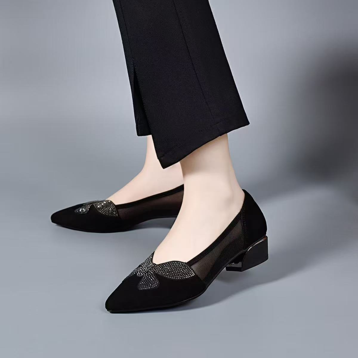 Pointed mesh single shoes women s 2025 shallow mouth one pedal women s shoes black rhinestone butterfly love flower breathable high heels mesh shoes 41
Pointed mesh single shoes women s 2025 shallow mouth one pedal women s shoes black rhinestone butterfly love flower breathable high heels mesh shoes 41