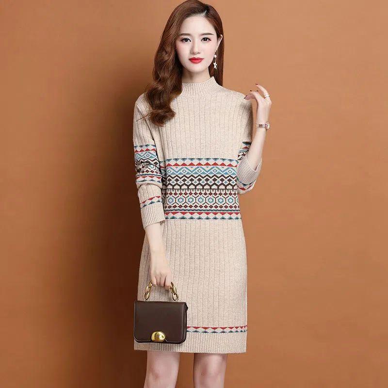 Slim Sweater Dress for Women In Winter Thickened and Warm Half Turtleneck Pullover Solid Color Casual Mid-length Knitted Sweater 2XL бежевый
Slim Sweater Dress for Women In Winter Thickened and Warm Half Turtleneck Pullover Solid Color Casual Mid-length Knitted Sweater 2XL бежевый