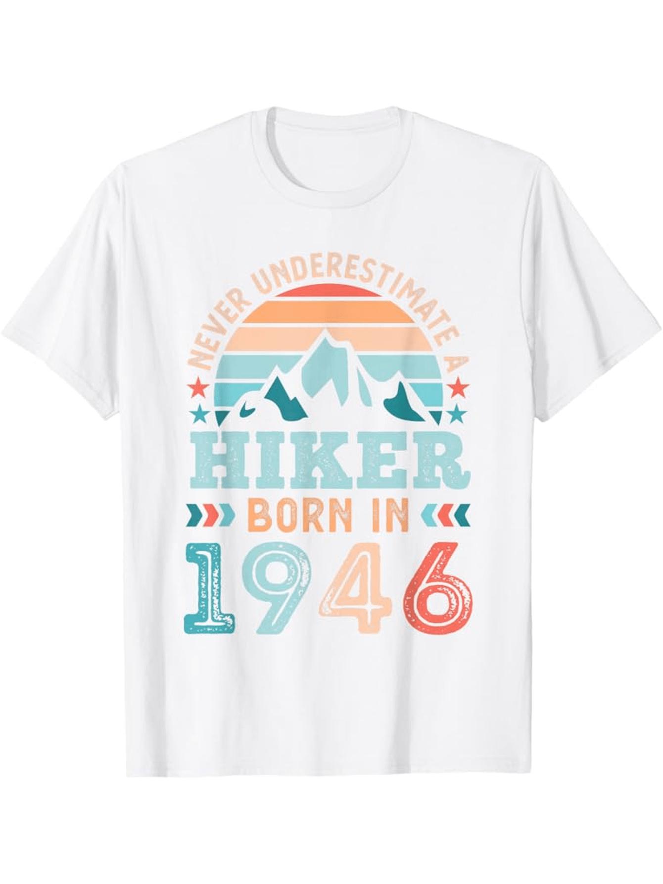 MenS 80th Birthday Hiking TShirt Vintage 1946 Hiker Design with Mountain Sun Graphic Born to Hike 80 Years Ago Slogan 4XL
MenS 80th Birthday Hiking TShirt Vintage 1946 Hiker Design with Mountain Sun Graphic Born to Hike 80 Years Ago Slogan 4XL