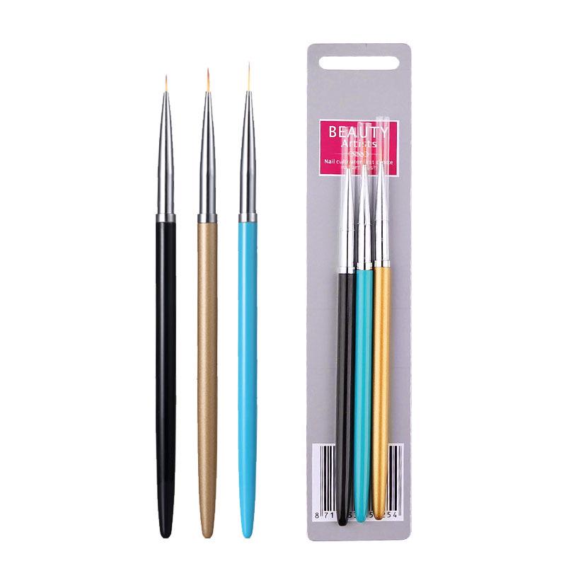 3-Piece Metal Nail Art Brush Set - Liner & Flower Brushes 
3-Piece Metal Nail Art Brush Set - Liner & Flower Brushes