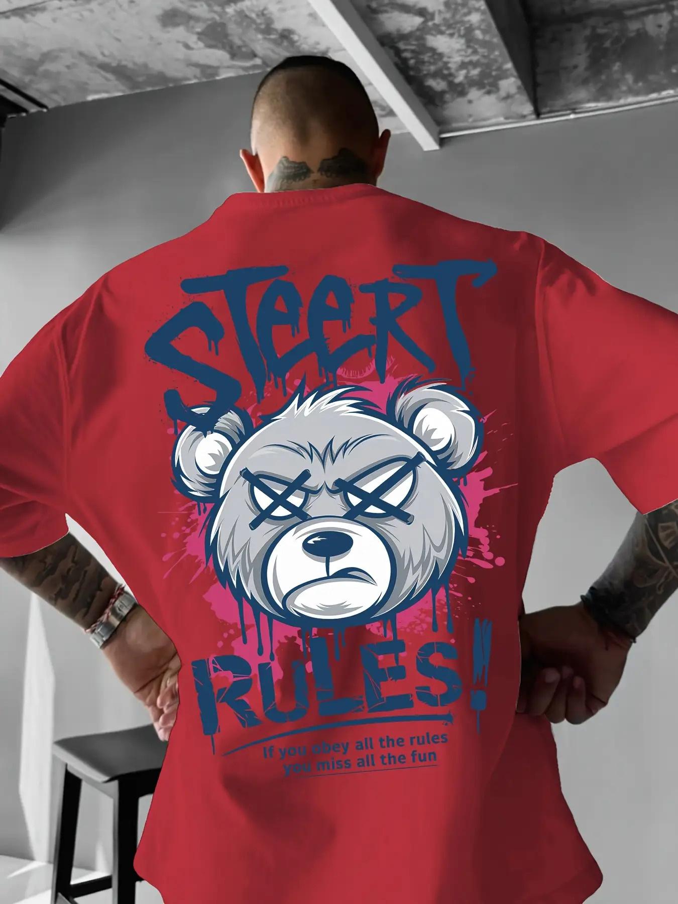 Mens Summer Fashion Bear Head Letter Print TShirt for Outdoor Street Style LooseFitting Breathable Mens Short Sleeve Shirt 3XL
Mens Summer Fashion Bear Head Letter Print TShirt for Outdoor Street Style LooseFitting Breathable Mens Short Sleeve Shirt 3XL