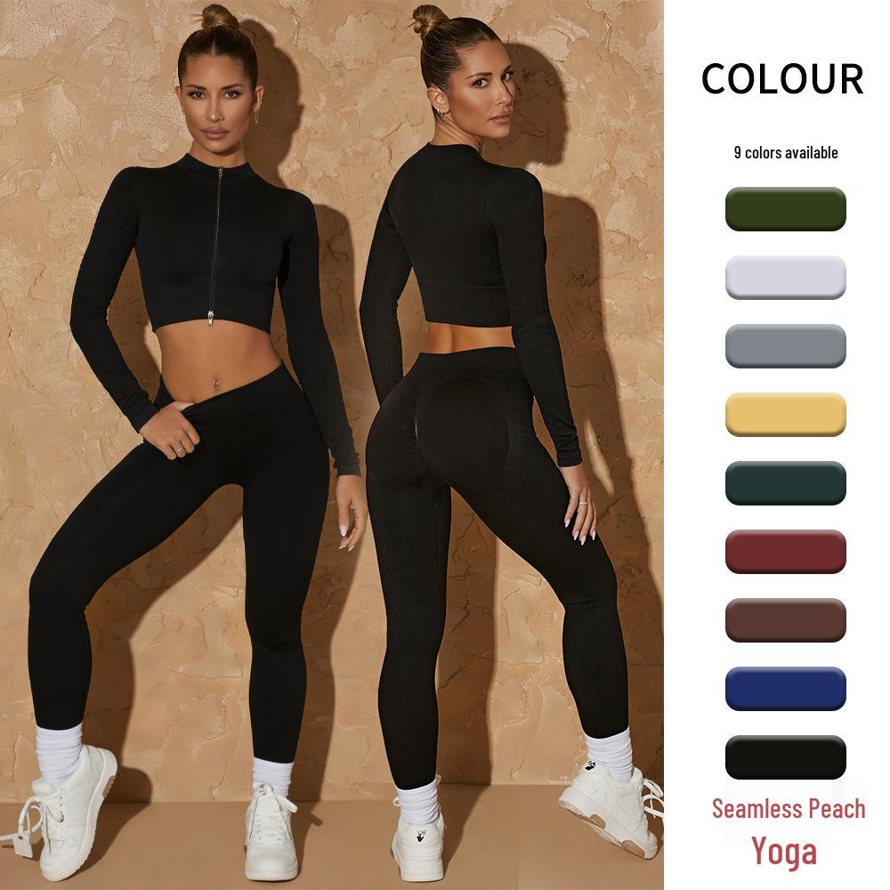Quick-Dry Seamless Ribbed Yoga Set: Breathable Slimming Long-Sleeve with Double Zipper Small сірий колір/синій
Quick-Dry Seamless Ribbed Yoga Set: Breathable Slimming Long-Sleeve with Double Zipper Small сірий колір/синій