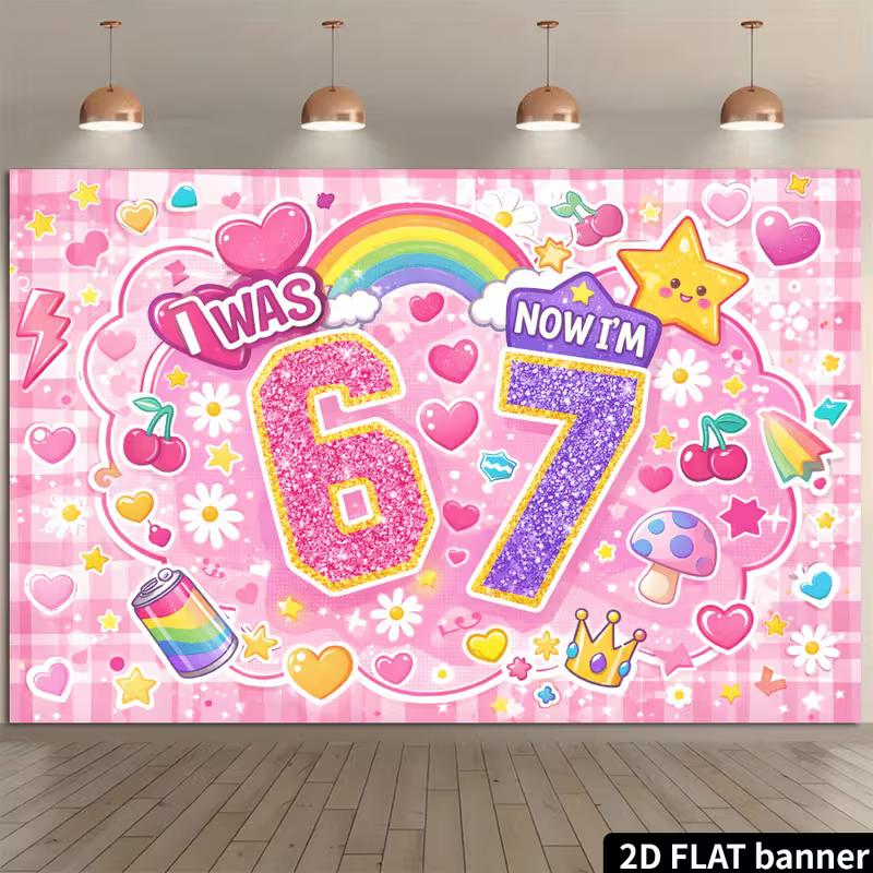 2D 7th Birthday Decoration Backdrop, Cute Cartoon & Glitter Banner 47.2x31.5inch/120*80cm
2D 7th Birthday Decoration Backdrop, Cute Cartoon & Glitter Banner 47.2x31.5inch/120*80cm
