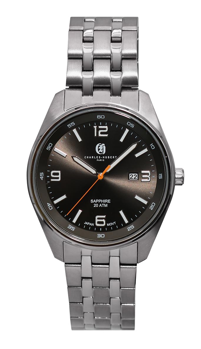 Charles Hubert Men s Titanium Watch, 3 Hands, Date, 4043-B, Silver
Charles Hubert Men s Titanium Watch, 3 Hands, Date, 4043-B, Silver