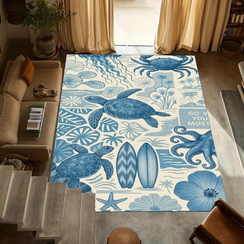 Ocean Blue Carpet Mat Rug Home Decoration Living Room Floor Rug Marine Animal Pattern Watercolor Style Indoor Area Rug 40x60cm
Ocean Blue Carpet Mat Rug Home Decoration Living Room Floor Rug Marine Animal Pattern Watercolor Style Indoor Area Rug 40x60cm