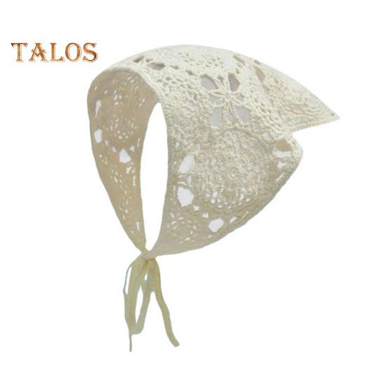 Платок для девочек во французском стиле в стиле ретро, вязанный крючком, вязаная повязка для волос с цветочным узором, трикотажная ткань, регулируемая повязка на голову A