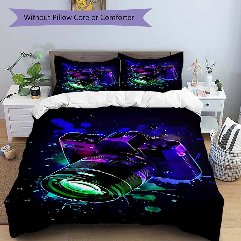 3pcs Colorful Camera Illustration with Splashes of Paint - Includes One Quilt Cover and Two Pillowcases (No Core) - Durable Polyester Fabric, Bedroom 135x200cm
3pcs Colorful Camera Illustration with Splashes of Paint - Includes One Quilt Cover and Two Pillowcases (No Core) - Durable Polyester Fabric, Bedroom 135x200cm