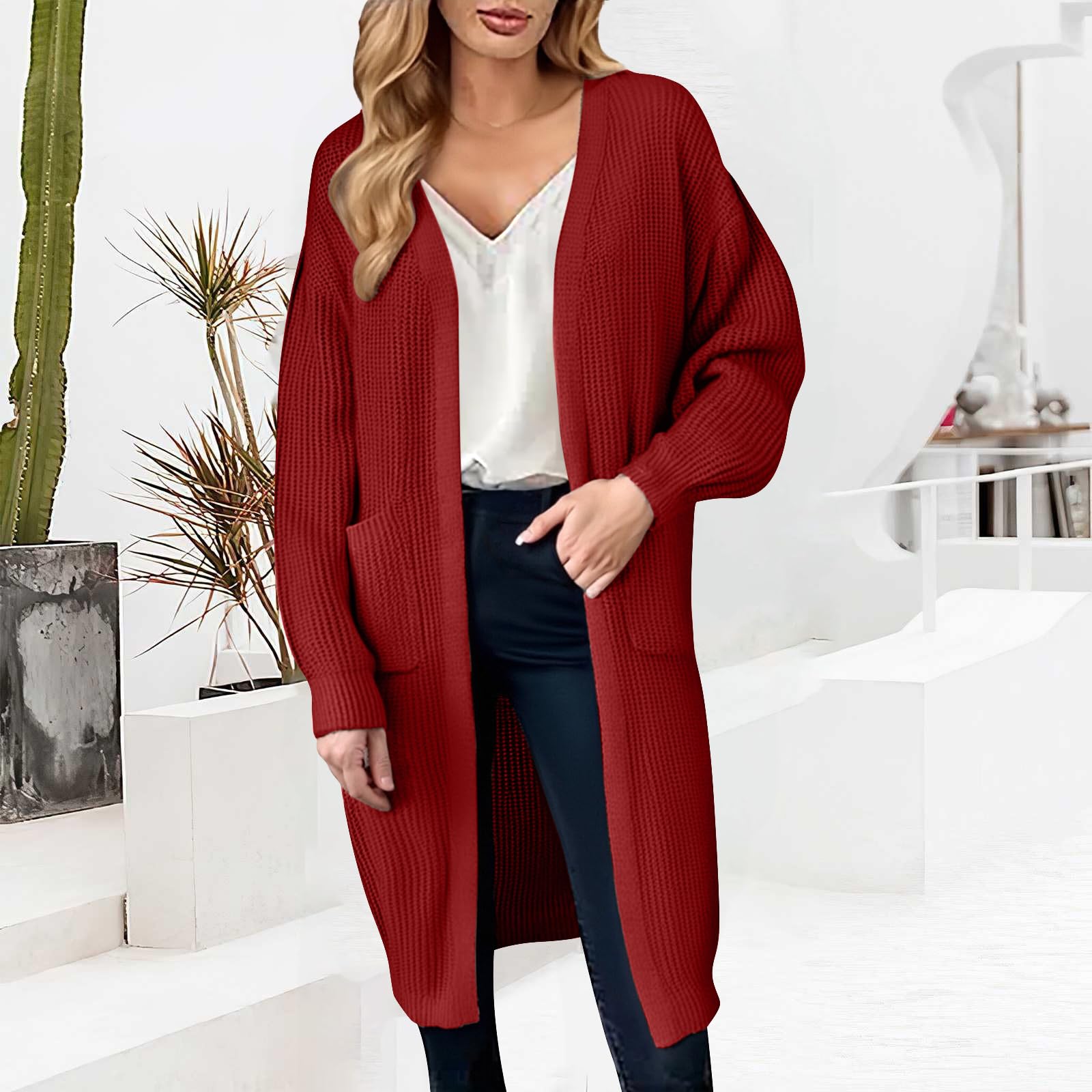 Женский модный кардиган большого размера свободного кроя с длинными рукавами и карманом S винный
Женский модный кардиган большого размера свободного кроя с длинными рукавами и карманом S винный
