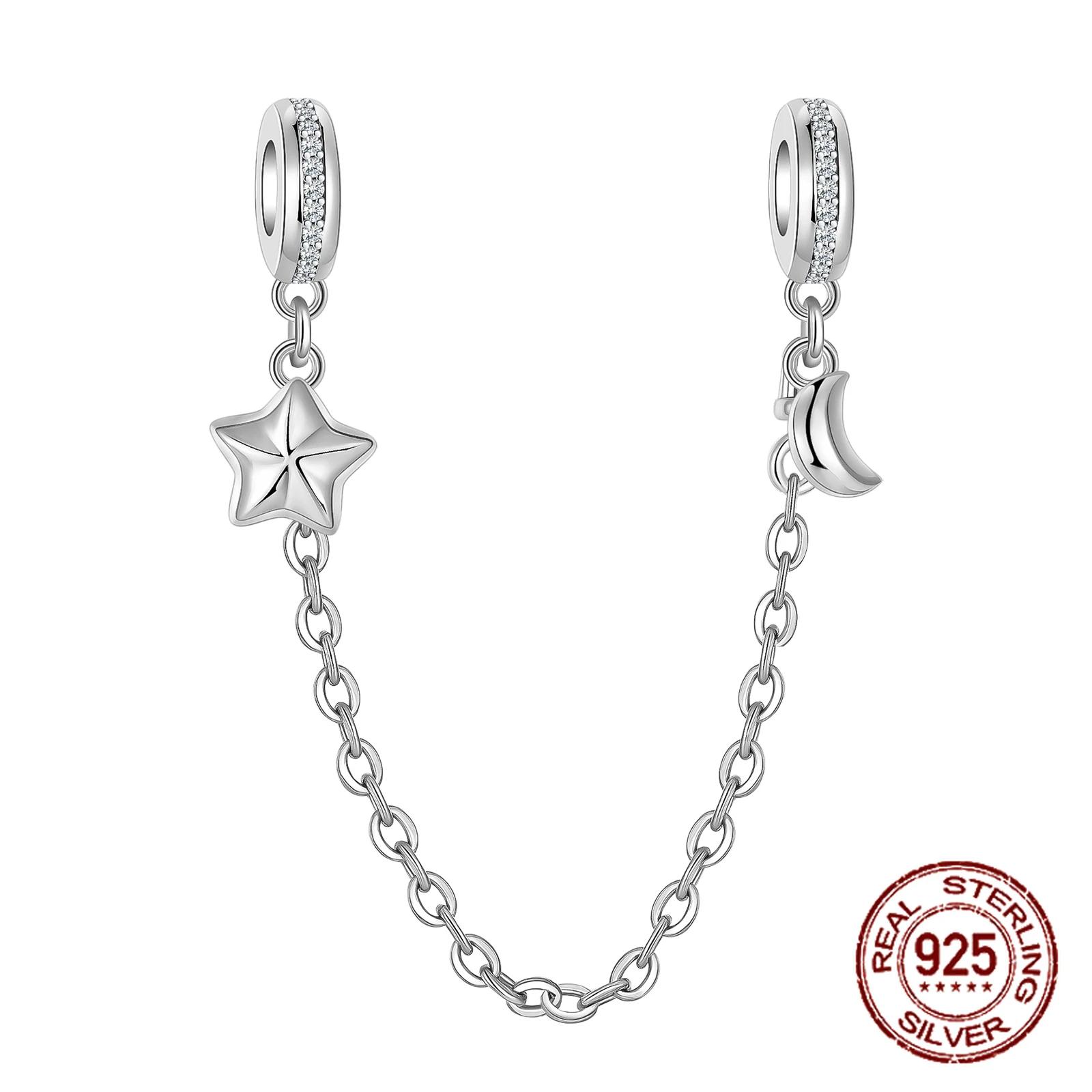 925 Silver Autumn New Charm Lock Moon Safety Chain Charm Beads fit Bracelets Women DIY Jewelry
925 Silver Autumn New Charm Lock Moon Safety Chain Charm Beads fit Bracelets Women DIY Jewelry