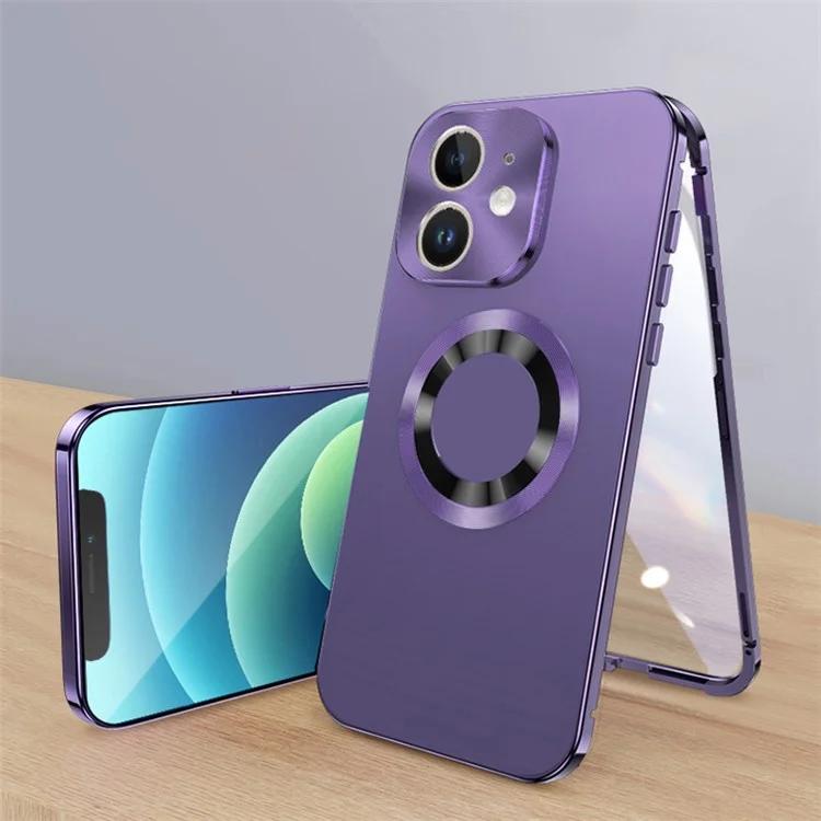 For iPhone 12 Magnetic Case Acrylic+Tempered Glass Safety Buckle Phone Cover Full Body Protection - Dark Purple
For iPhone 12 Magnetic Case Acrylic+Tempered Glass Safety Buckle Phone Cover Full Body Protection - Dark Purple