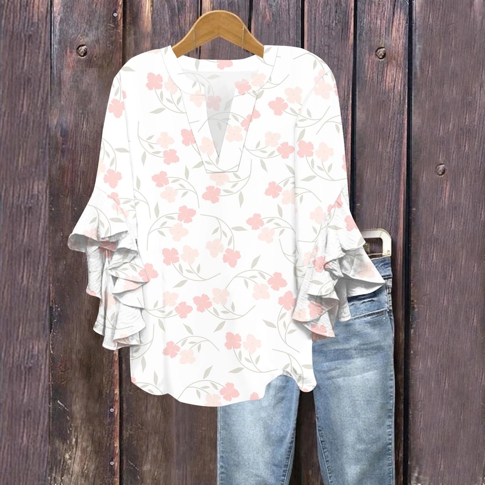 Летние топы для женщин, симпатичные блузки с V-образным вырезом и рукавом 3/4, повседневные рубашки с цветочным принтом XXL белый
Летние топы для женщин, симпатичные блузки с V-образным вырезом и рукавом 3/4, повседневные рубашки с цветочным принтом XXL белый