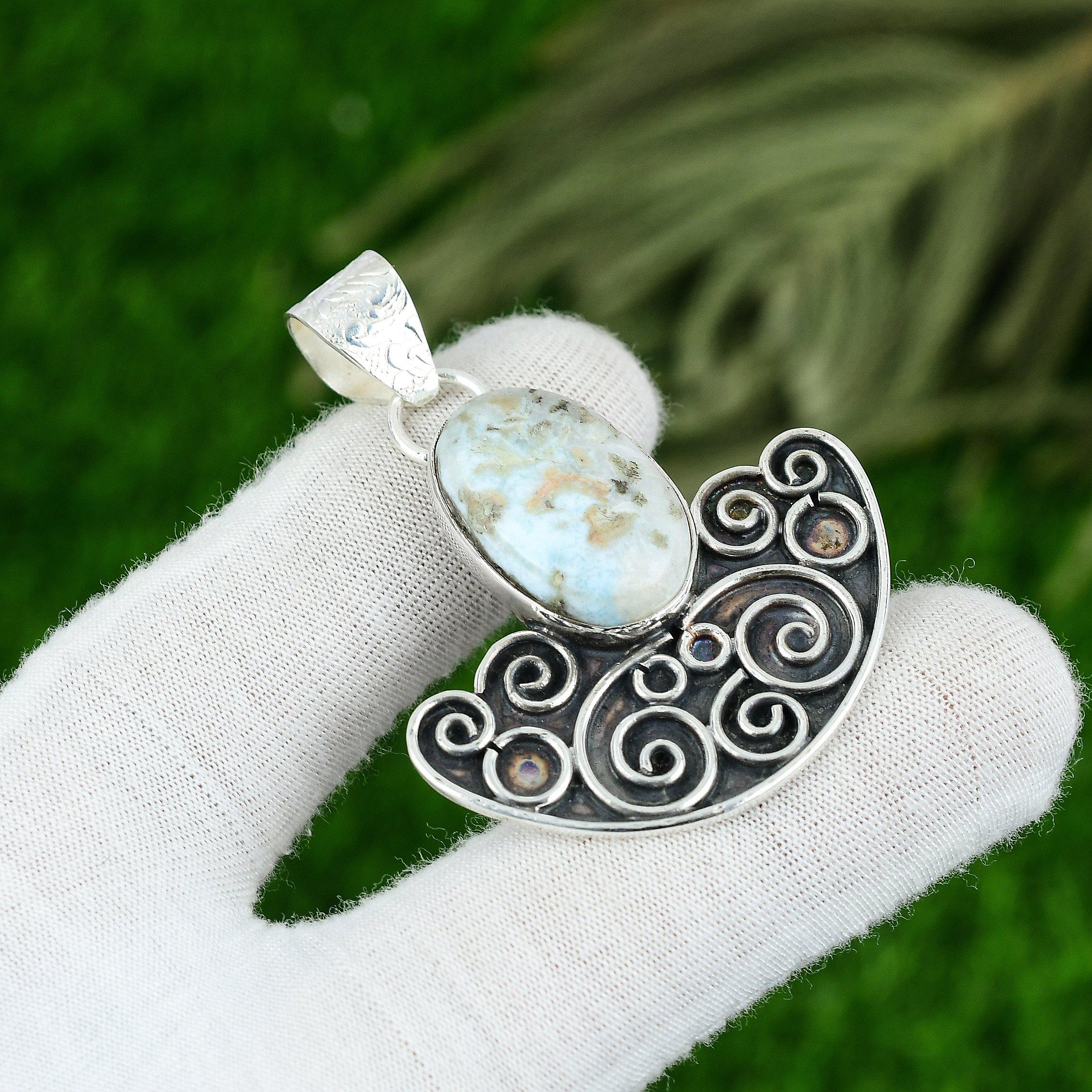 Daughters Day Sale Sterling Silver Larimar Gemstone Wife Wedding Pendant Jewelry
Daughters Day Sale Sterling Silver Larimar Gemstone Wife Wedding Pendant Jewelry