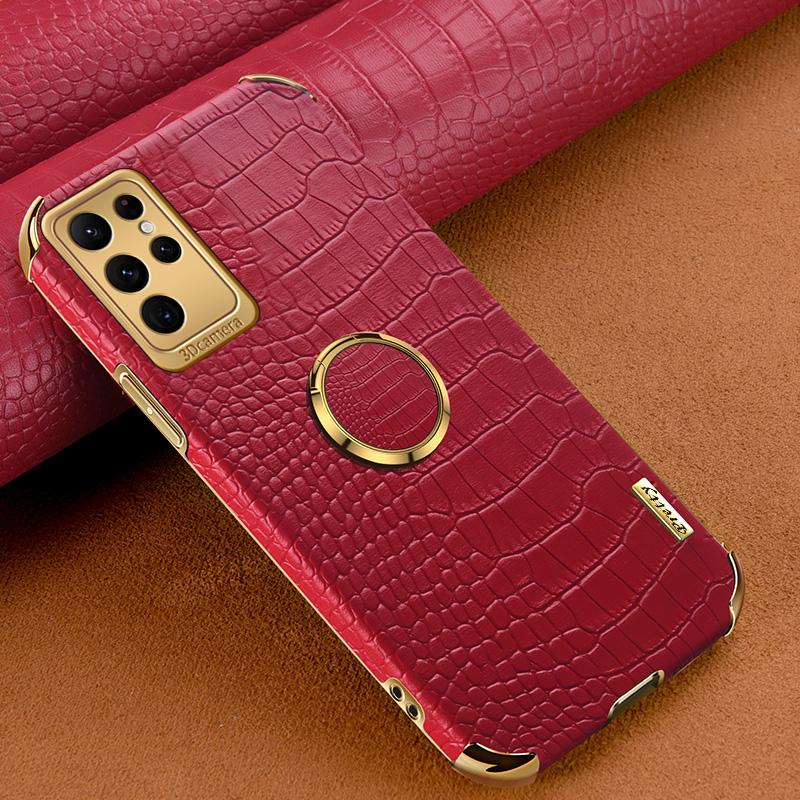 Crocodile Texture Phone Case for Samsung Galaxy S23 Ultra,Ring Kickstand PU Leather Coated TPU 6D Electroplated Cover Red
Crocodile Texture Phone Case for Samsung Galaxy S23 Ultra,Ring Kickstand PU Leather Coated TPU 6D Electroplated Cover Red
