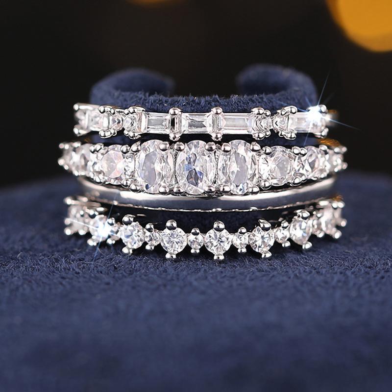 European and American light luxury high-end geometric ring women, shiny fashion ring four-piece set, engagement wedding jewelry no. 6
European and American light luxury high-end geometric ring women, shiny fashion ring four-piece set, engagement wedding jewelry no. 6