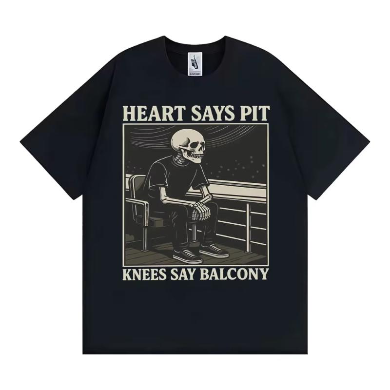 Heart Says Pit Knees Say Balcony Vintage Gothic Graphic T Shirt Funny Skeleton Meme T-shirts Men Women Casual Cotton Tshirt Tops 5XL різнокольоровий
Heart Says Pit Knees Say Balcony Vintage Gothic Graphic T Shirt Funny Skeleton Meme T-shirts Men Women Casual Cotton Tshirt Tops 5XL різнокольоровий
