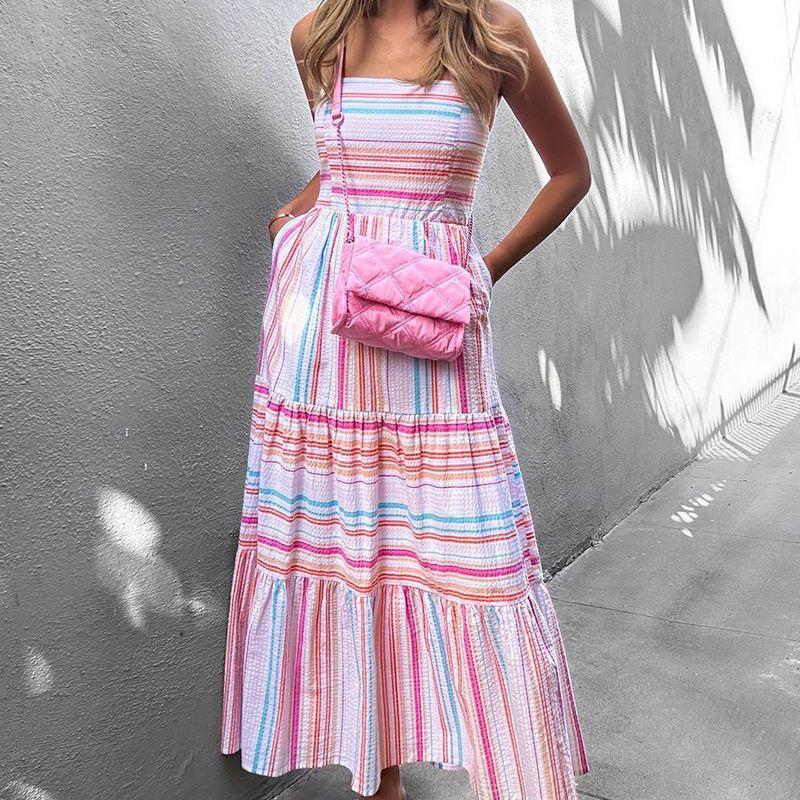 Striped Dress2025 Summer New Women clothes Fashion Temperament Mid-Length Stripe Sling Dress Pink XL
Striped Dress2025 Summer New Women clothes Fashion Temperament Mid-Length Stripe Sling Dress Pink XL