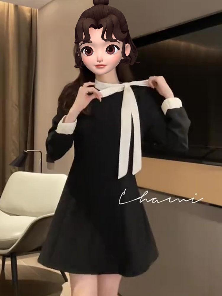 French Hepburn style black long-sleeved dress children s autumn and winter new waist small skirt XL чорний
French Hepburn style black long-sleeved dress children s autumn and winter new waist small skirt XL чорний