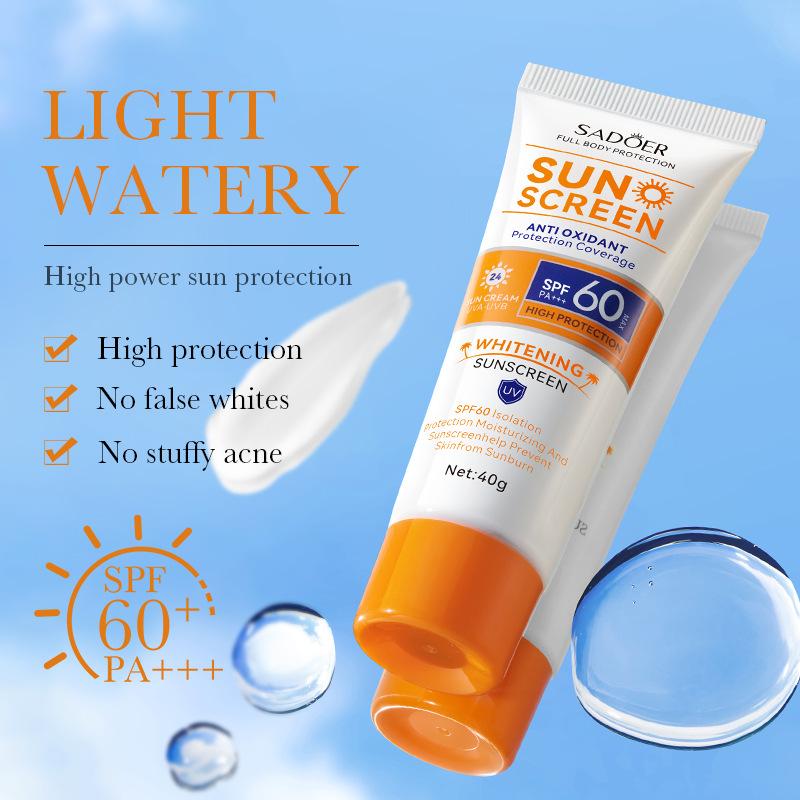 SPF60 + Солнцезащитный крем 40 г SADOER Isolation UV Protection Солнцезащитный крем
SPF60 + Солнцезащитный крем 40 г SADOER Isolation UV Protection Солнцезащитный крем