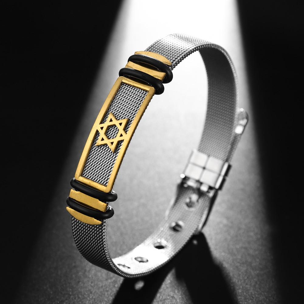 Стильный браслет из нержавеющей стали с накрахмаленным узором, панк-браслет с регулируемой сеткой, праздничный подарок, аксессуары для вечеринок