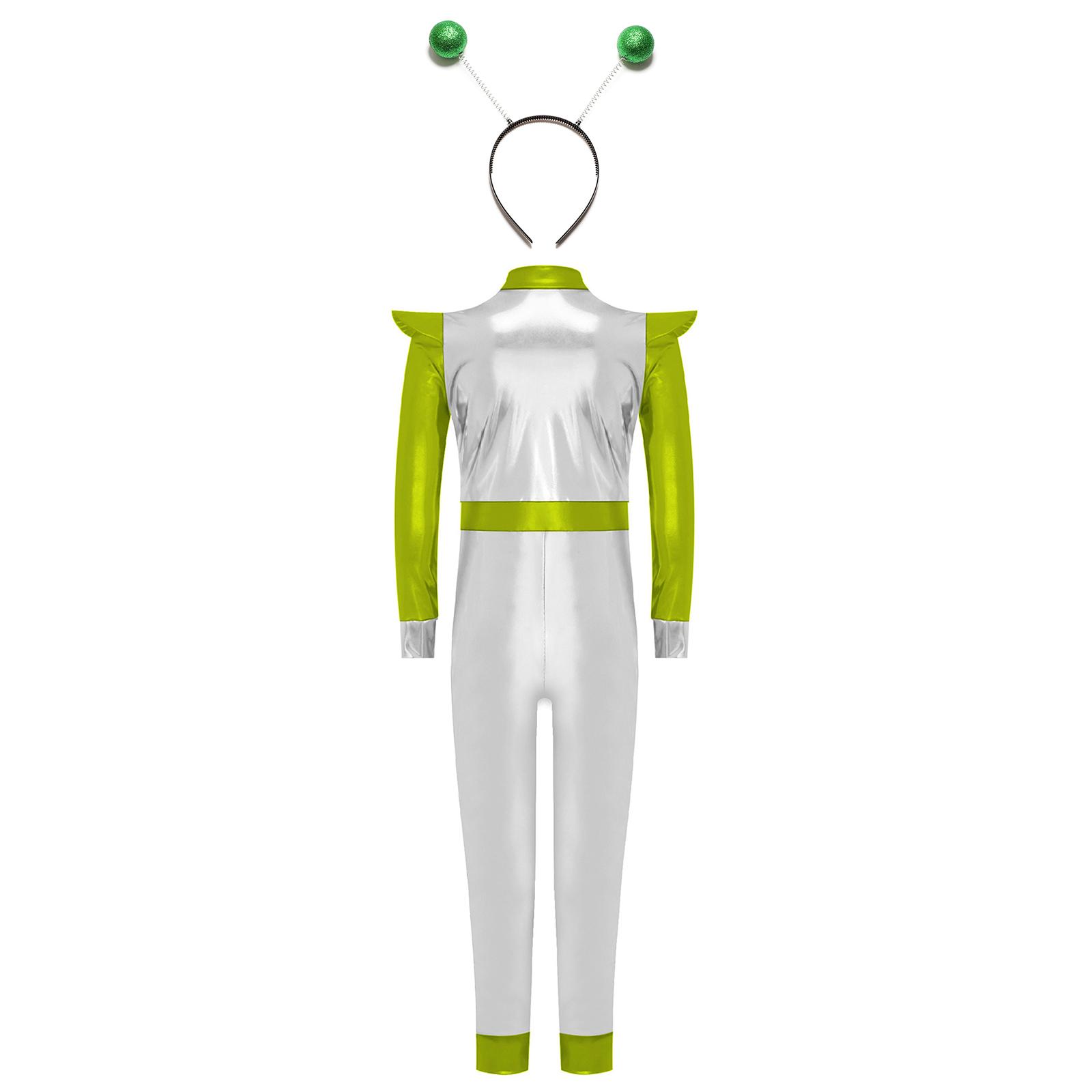 Girls Alien Costume Set Long Sleeve Front Zip Bodysuit Shiny Metallic Outer Space Cutie Matched Hair Hoop 5-6 Years зелений
Girls Alien Costume Set Long Sleeve Front Zip Bodysuit Shiny Metallic Outer Space Cutie Matched Hair Hoop 5-6 Years зелений
